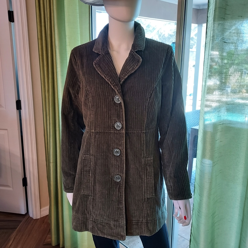 Denim&Co Olive Corduroy Pea Coat